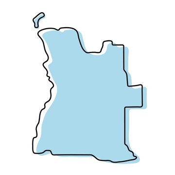 recommend clip art: Stylized simple outline map of Angola icon. Blue sketch map of Angola vector illustration