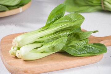 Pak Choi (Bok Choy) or Brassica chinensis green vegetable  on white background