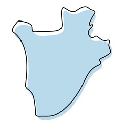 Stylized simple outline map of Burundi icon. Blue sketch map of Burundi vector illustration