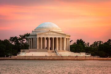 Thomas Jefferson Memorial in Washington, D.C. at sunset.