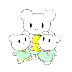 小動物の保育士と園児たち