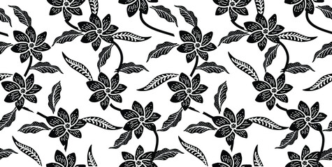 Indonesian batik motifs with flora and fauna patterns that are very distinctive and exclusive. vector EPS 10