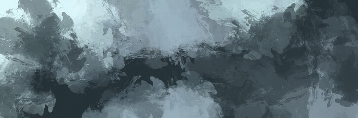 Abstract painting art with dark grey and light blue splatter paint brush for presentation, website background, banner, wall decoration, or t-shirt design.
