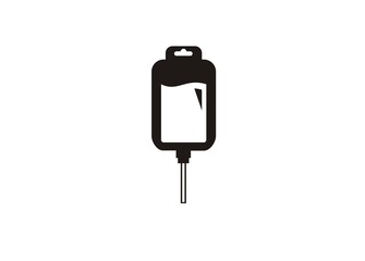 Blood bag. Simple illustration in black and white.