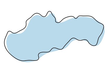 Stylized simple outline map of Slovakia icon. Blue sketch map of Slovakia vector illustration
