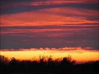 Sunset with unusual lighting. 