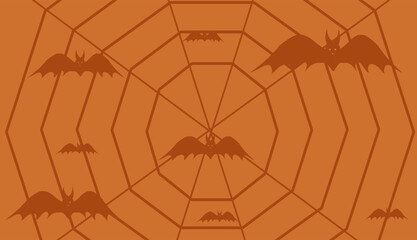Image of cobwebs on Orange background, spider, halloween day