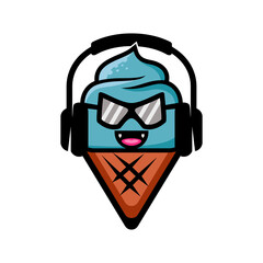 ice cream unique Logo design vector , in background white as you editable
