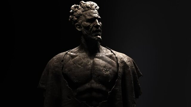 3D composite illustration of a man. Half bust. Sculpture. 3D rendering. Art. Isolate render with alpha.	
