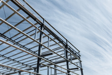 steel frame mill building and blue sky