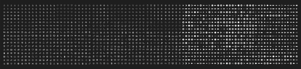 Huge Set of Icons in Trendy Line Style. Mega collection icons concept of Business, E-commerce, Finance, Accounting, Material icons in black background. Vector illustration
