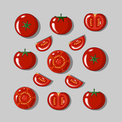 Set of juicy tomatoes