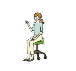 マスクをして話している女性