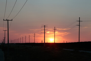 Fototapeta na wymiar Landscape of a sunset in Ciudad Juarez Chihuahua Border with El Paso Texas United States