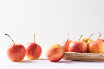Organic red apple on white background