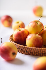Organic red apple on white background