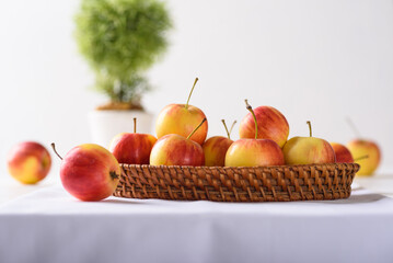 Organic red apple on white background