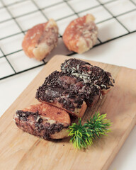 Pukis cake with various toppings. Pukis cake or simply called Pukis is a traditional Indonesian cake or snack. Pukis cake has a distinctive shape and color. Indonesian traditional food mockup.