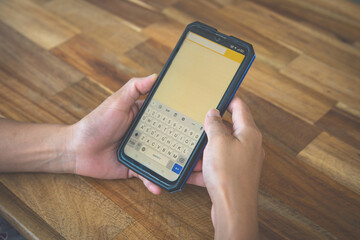 Woman use smartphone choosing social media interactions on mobile phone, concept, internet digital...