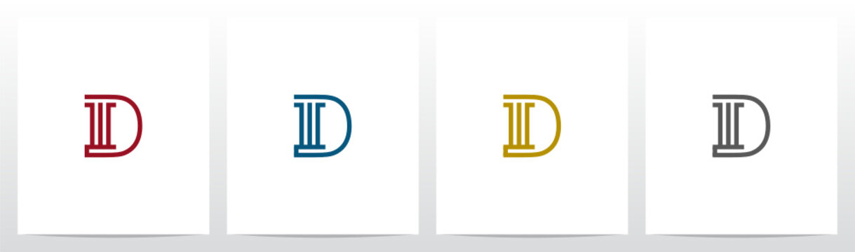 Pillar On Letter Logo Design D