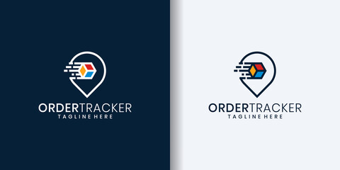 Abstract box with pin location logo design