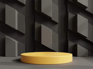 Mockup of a yellow podium with a product presentation.