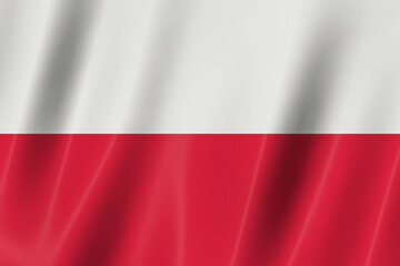 Poland flag of silk-3D panoramic  illustration
