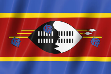 Swaziland flag of silk-3D panoramic  illustration