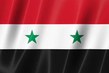 Syria flag of silk-3D panoramic  illustration