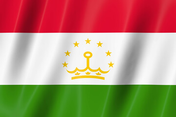 Tajikistan flag of silk-3D panoramic  illustration