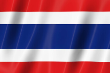 Thailand flag of silk-3D panoramic  illustration