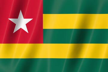 Togo flag of silk-3D panoramic  illustration