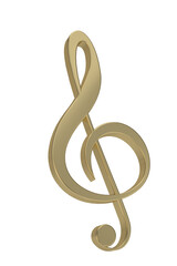 Gold musical note isolated on white background 3D illustration.