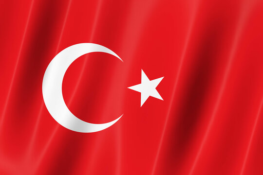 Turkey flag of silk-3D panoramic  illustration