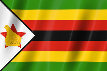 Zimbabwe flag of silk-3D panoramic  illustration