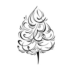 Obraz premium new year 70. one stylized Christmas tree with curls. graphic decor