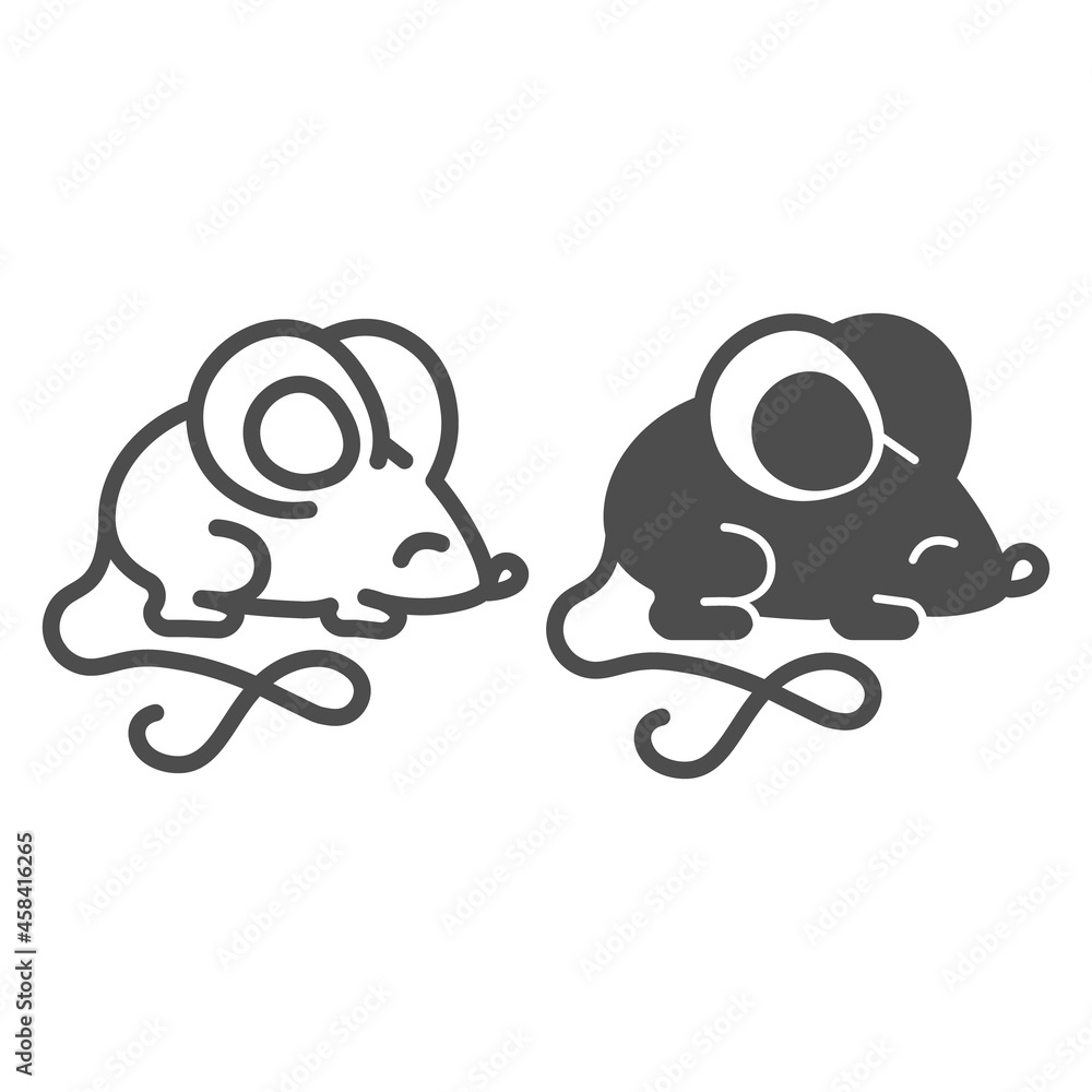 Poster cat toy mouse, mice line and solid icon, pets concept, kitty mouse game vector sign on white backgro