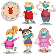 Happy Child Student in Protective Medical Mask