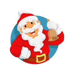 santa claus holding a bell while smiling vector illustration