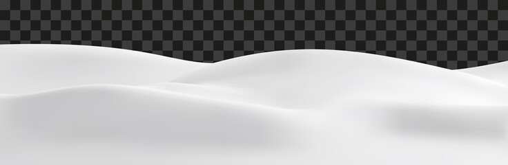 Realistic vector snow hills landscape. Winter snowdrift background. - obrazy, fototapety, plakaty