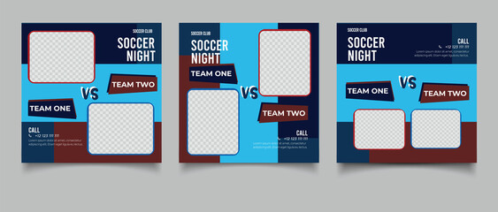 Football soccer team versus team social media post