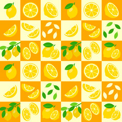 Lemon abstract seamless geometric vector pattern for packaging design