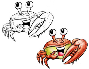 Crab cartoon -  Line and Color