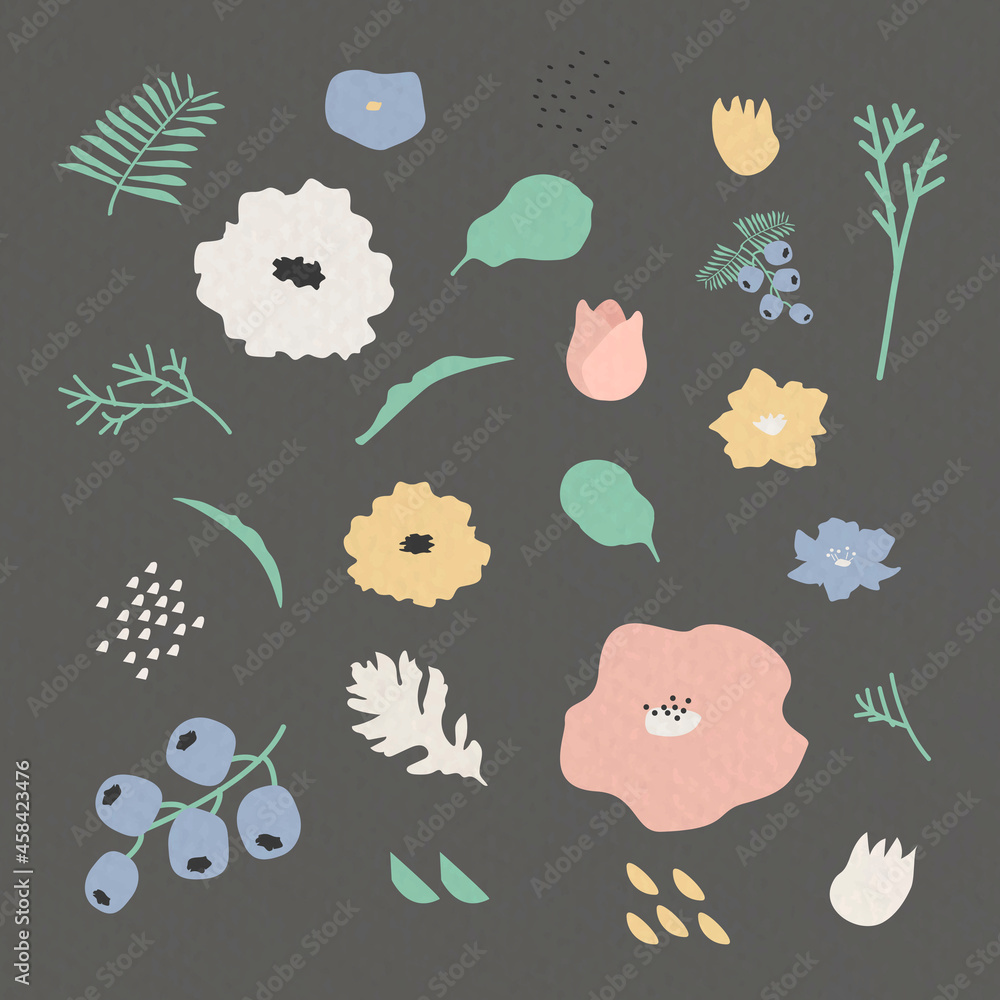 Poster botanical pattern on gray background vector