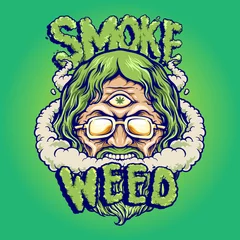 Fotobehang Smoke Weed Vintage Vector illustrations for your work Logo, mascot merchandise t-shirt, stickers and Label designs, poster, greeting cards advertising business company or brands. © Art Graris