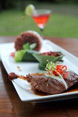 grilledf chicken steak with vegetables
