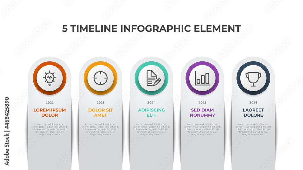 Poster infographic element template vector with 5 points, can be used for workflow, timeline, process diagr