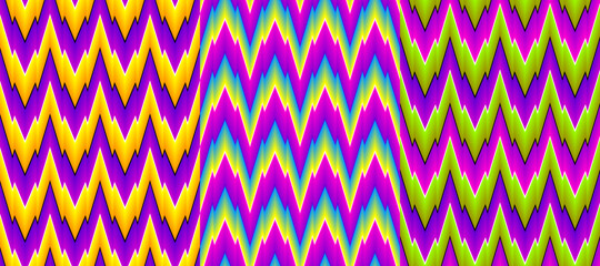 Set of colorful wrapping paper. Motion illusion. Seamless pattern.