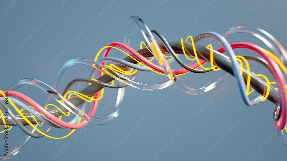 Poster curved lines are twisting 3d render