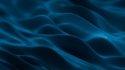 Blue wavy surface abstract background. 3D render illustration